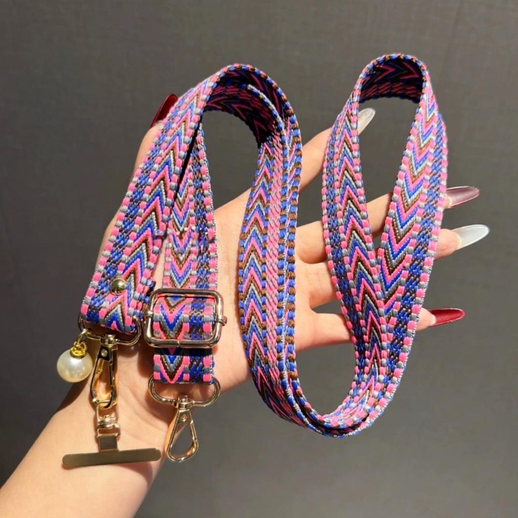 String Tension Clip - สายคล้องโทรศัพท์มือถือแบบยาวปรับได้ใหม่ สายคล้องคอแบบไขว้พร้อมคลิปหนีบ สายคล้องมุกประดับตกแต่ง ป้องกันการสูญหาย