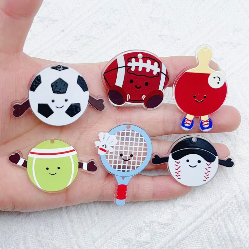 Badminton Date - จี้อะคริลิกรูปอุปกรณ์กีฬา 10 ชิ้น สำหรับทำสร้อยข้อมือ พวงกุญแจ สร้อยคอ
