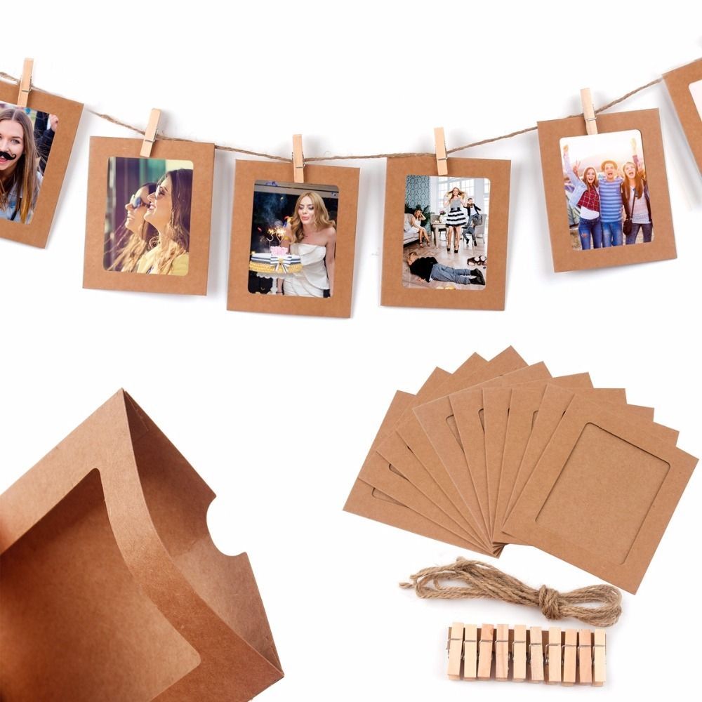 String Tension Clip - 10 ชิ้น DIY Craft กระดาษกรอบรูปคลิปและเชือกกรอบรูปแขวนอัลบั้มภาพตกแต่งบ้านงานแต่งงาน Happy
